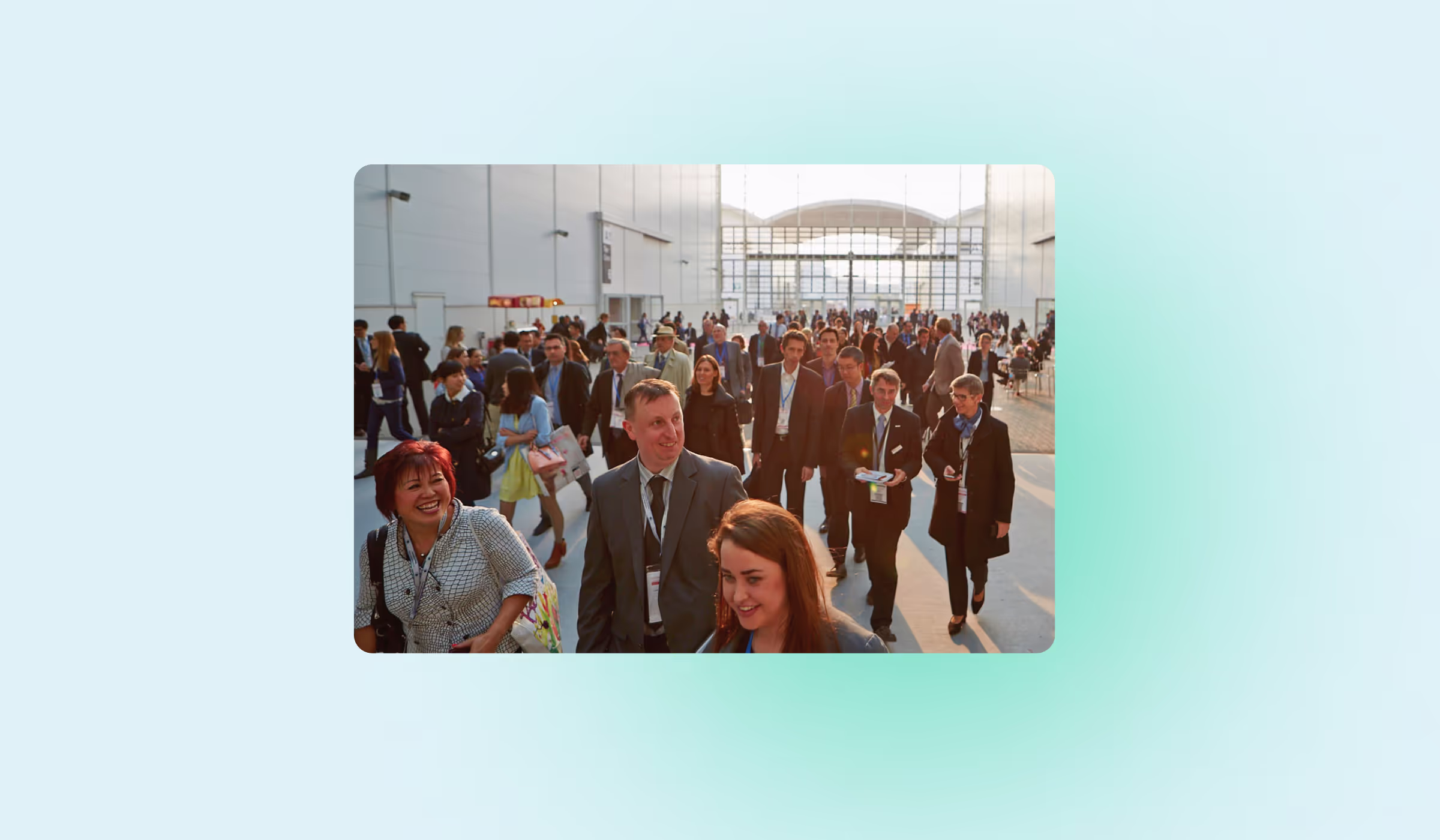 People visiting and walking bout a trade show floor